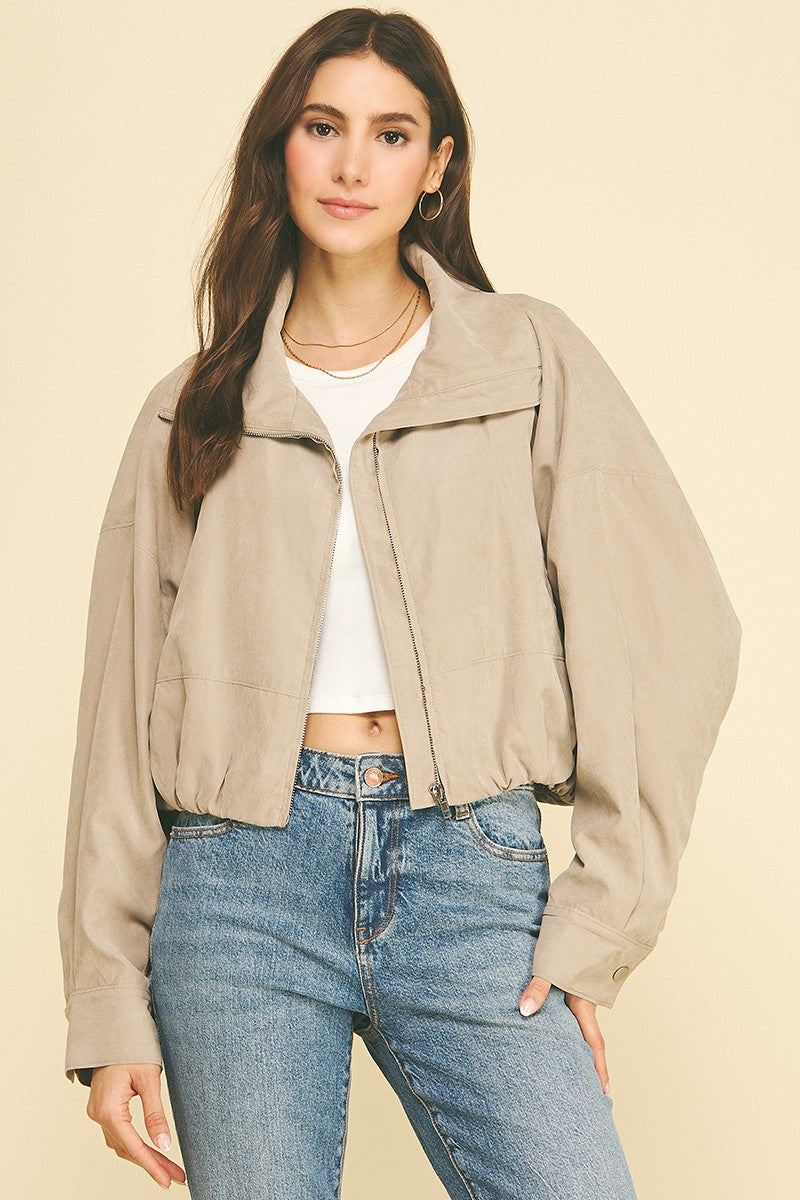 Amber Cropped Bomber Jacket
