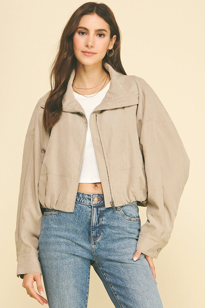 Amber Cropped Bomber Jacket