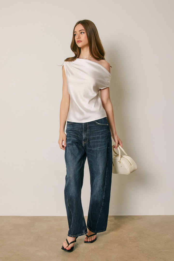 Mabel Satin Asymmetrical Top