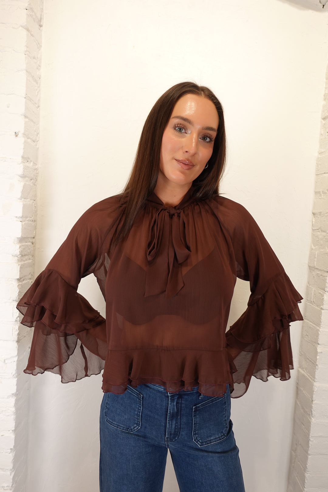 Kyle Sheer Ruffle Top