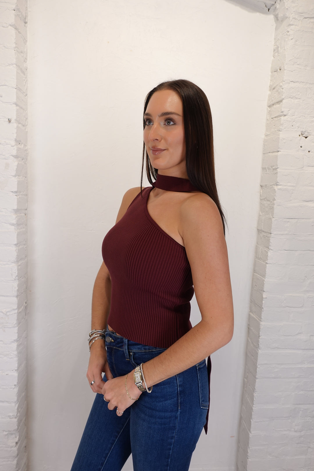 Selah One Shoulder Knit Top