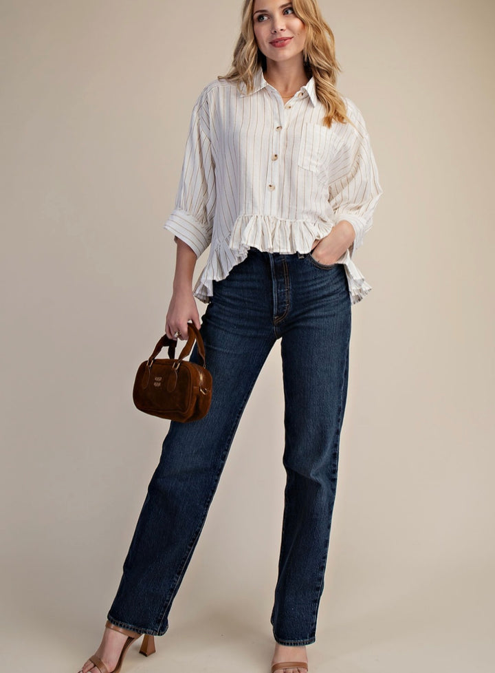 Ebony Crop Ruffle Shirt