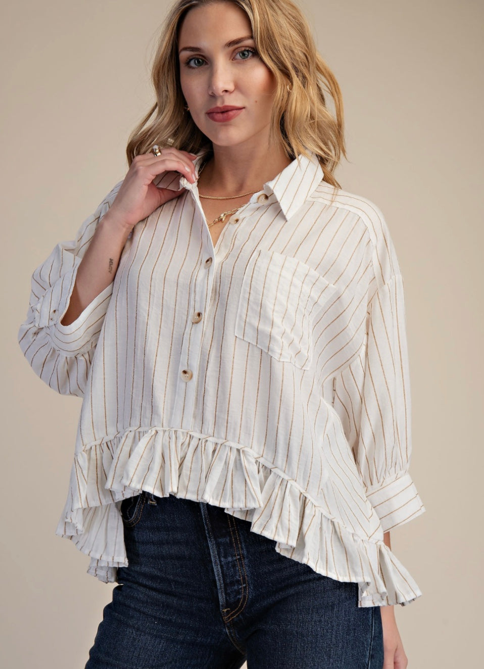Ebony Crop Ruffle Shirt