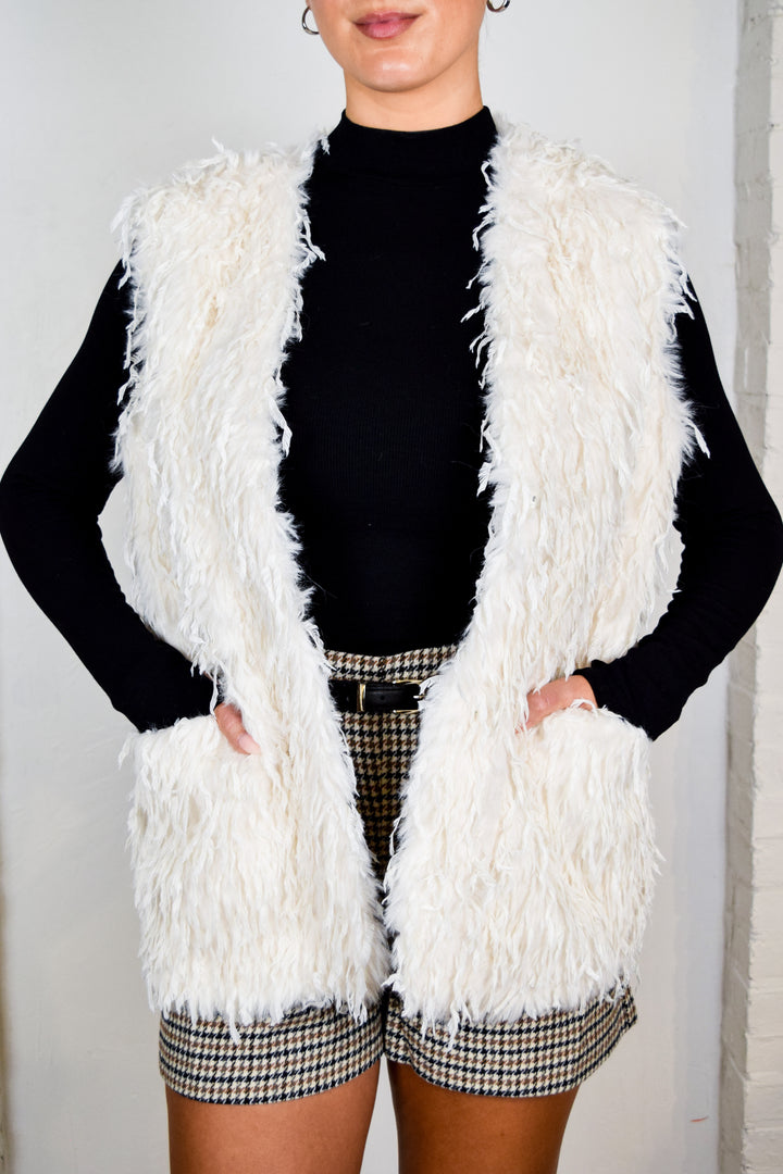 Fringe Fur Long Vest