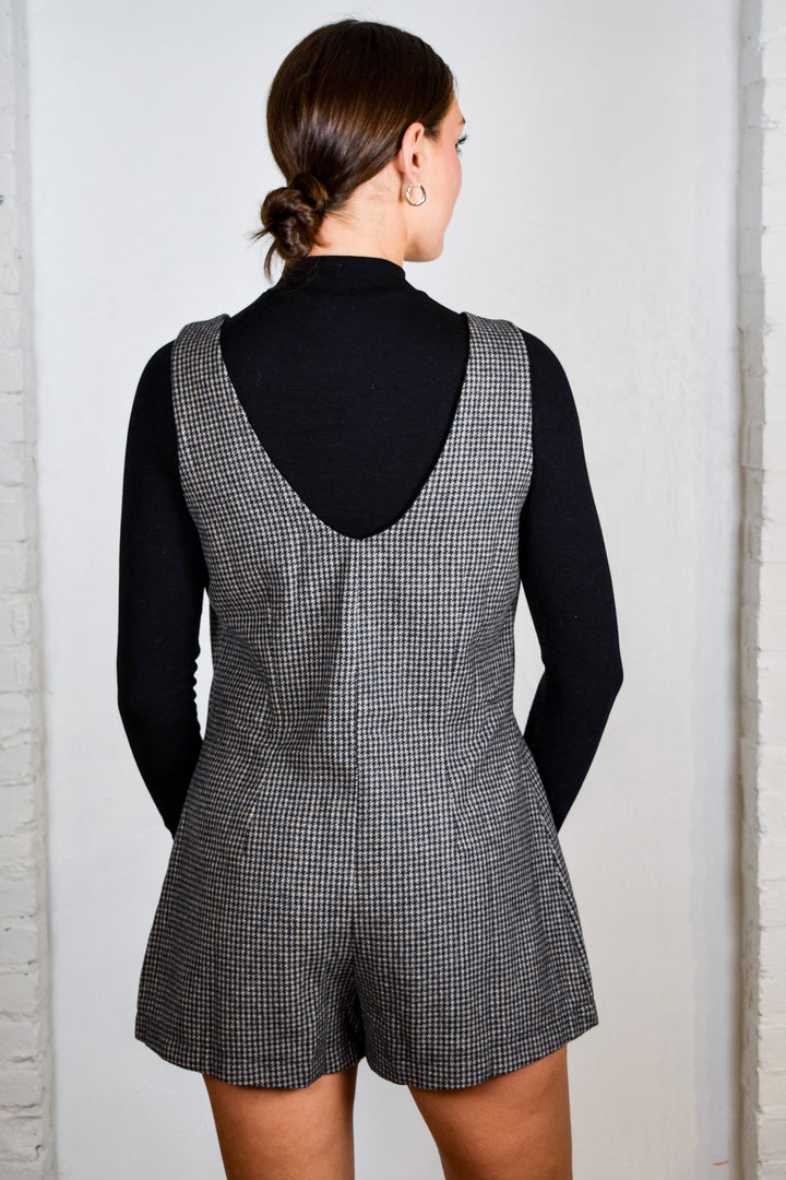 Houndstooth Button Up Romper