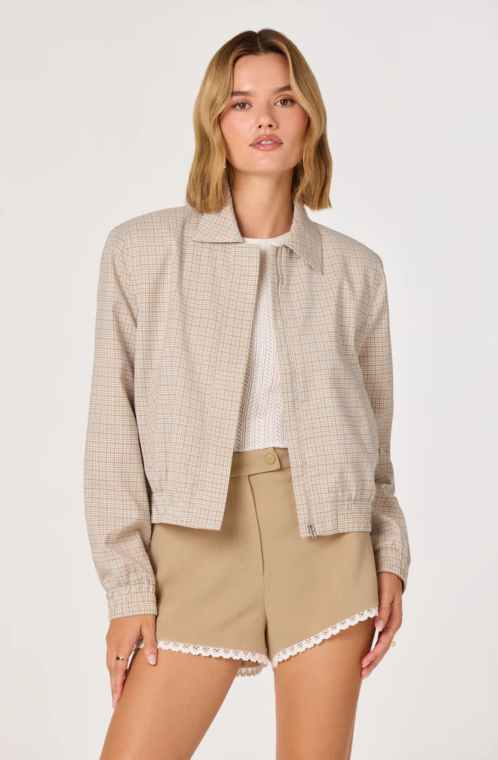 Reid Plaid Elastic Hem Jacket