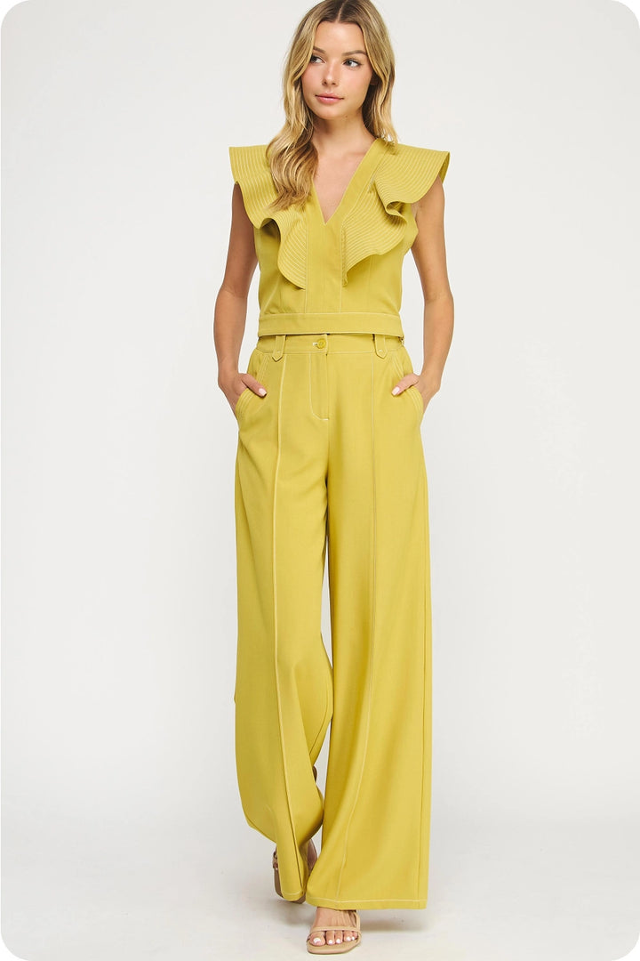 Kiwi Stitch Detail Wide Leg Trousers