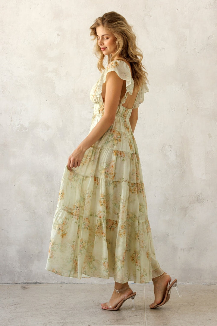 Cressida Ruffle Sleeves Tiered Dress
