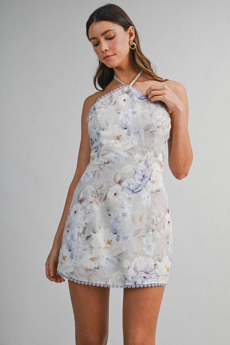 Lavella Floral Halter Mini Dress