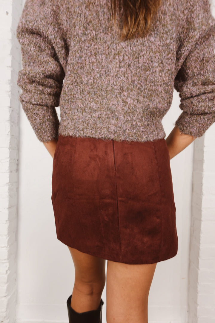 Cherry Suede Mini Skirt