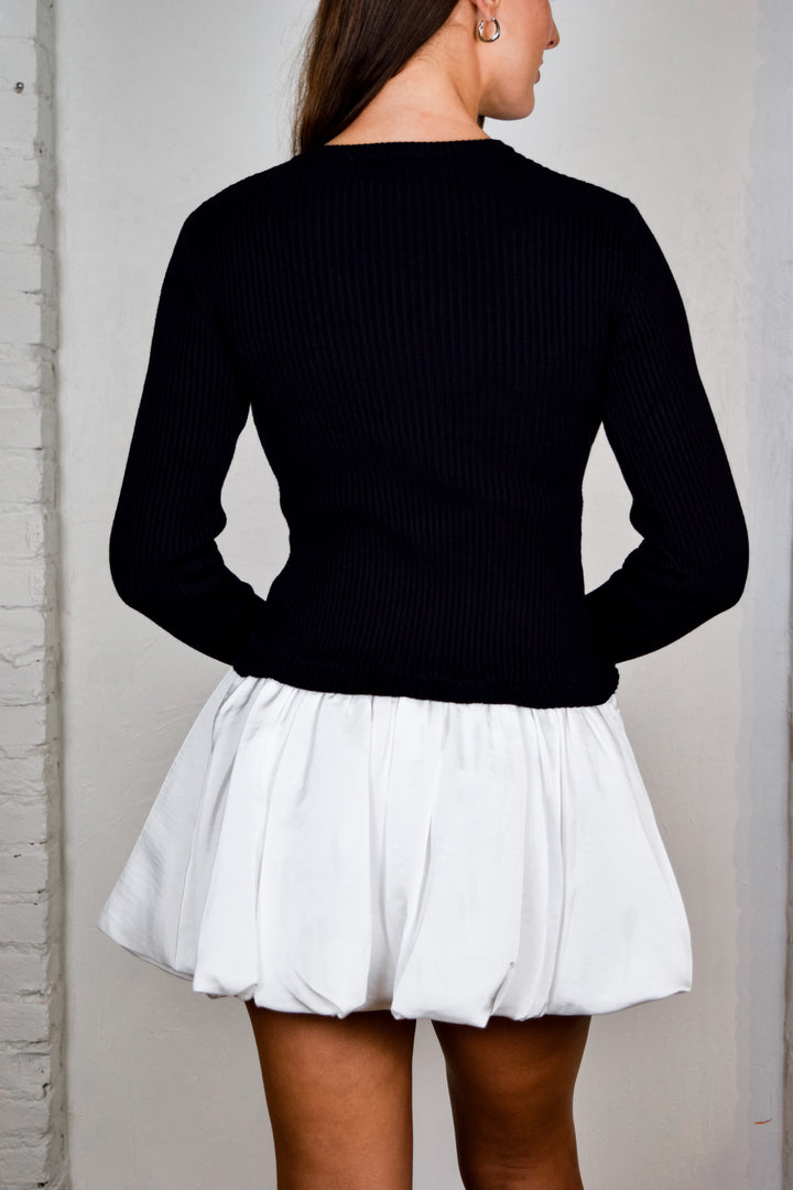 Ribbed Bubble Combo Mini Dress