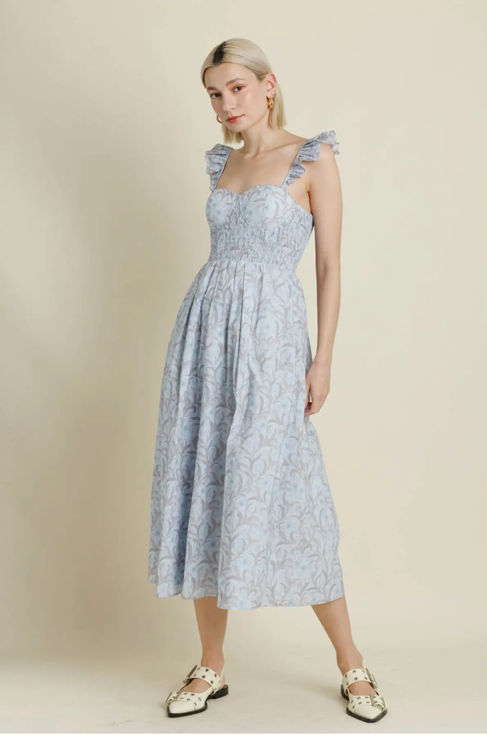 Corset Ruffle Midi Dress