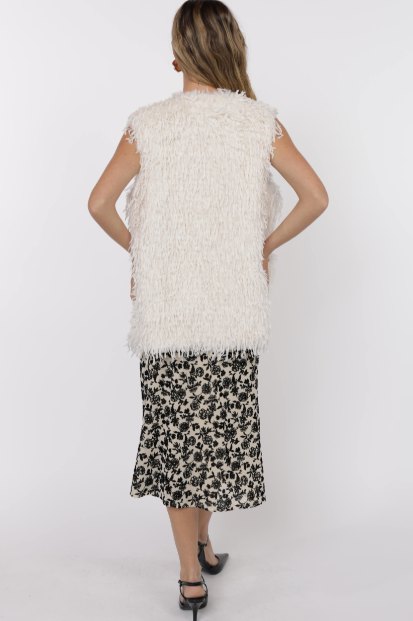 Fringe Fur Long Vest