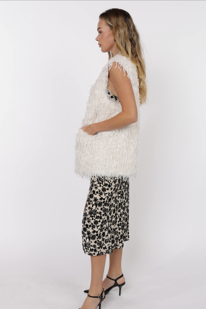 Fringe Fur Long Vest