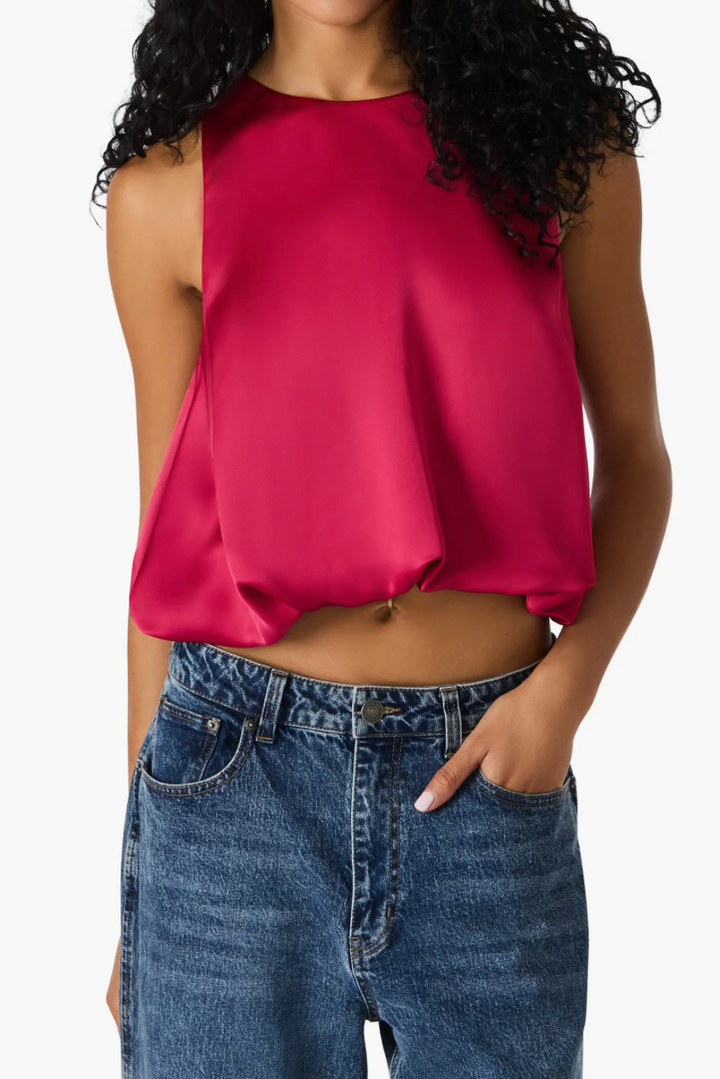 Yazmin High Neck Satin Crop Top