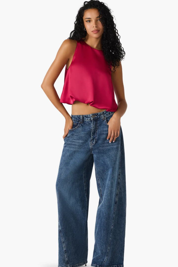 Yazmin High Neck Satin Crop Top