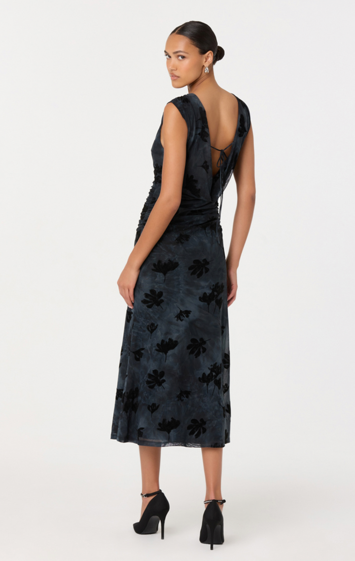 Tionne Velvet and Mesh Midi Dress