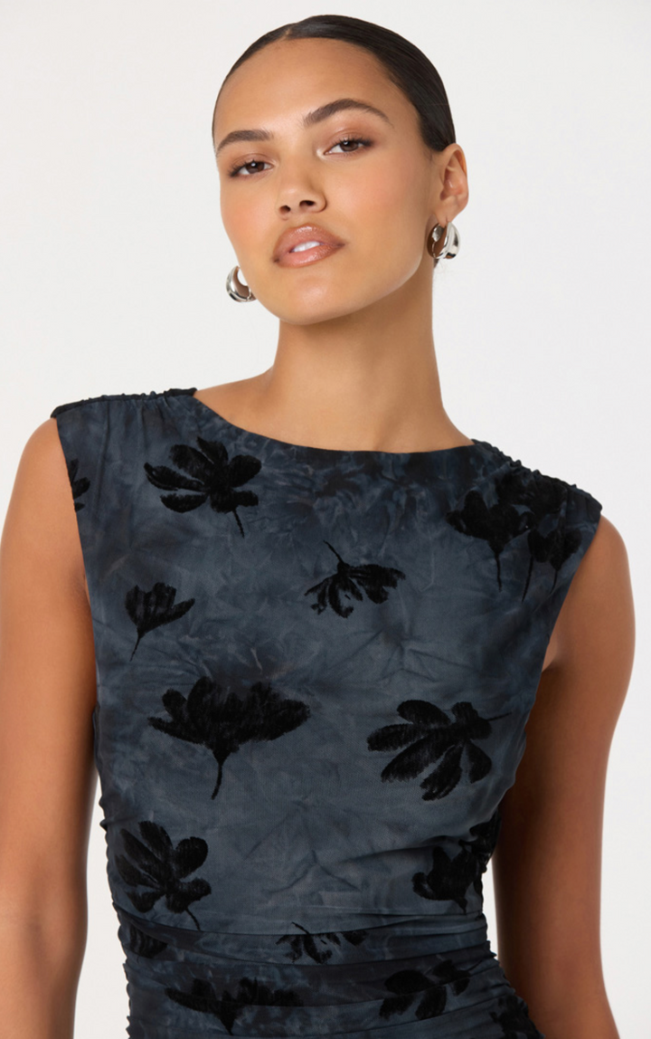 Tionne Velvet and Mesh Midi Dress