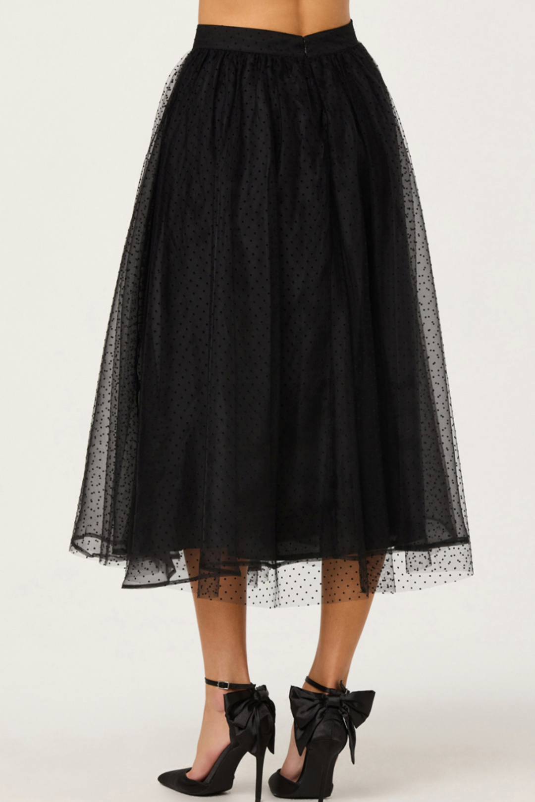 Lela Polka Dot Tulle Midi Skirt