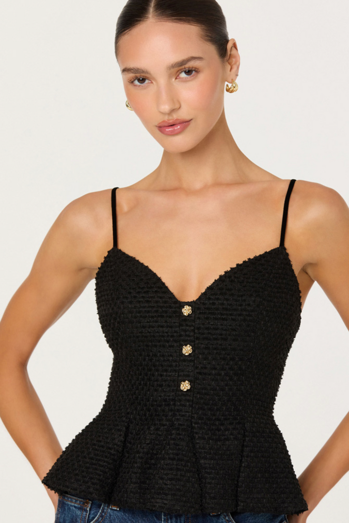 Paislee Tweed Peplum Top