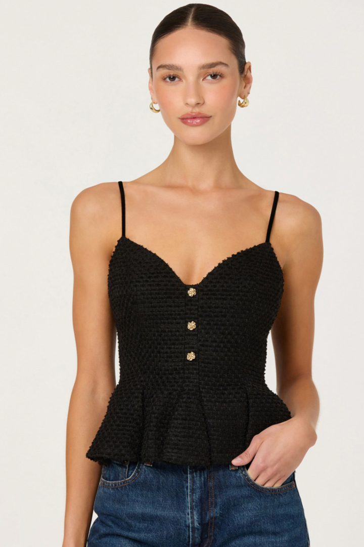 Paislee Tweed Peplum Top