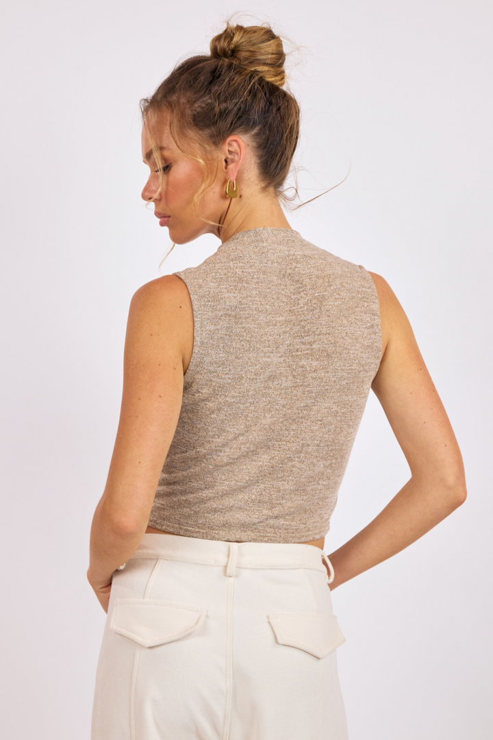 Corinne Ruched Sleeveless Knit Top