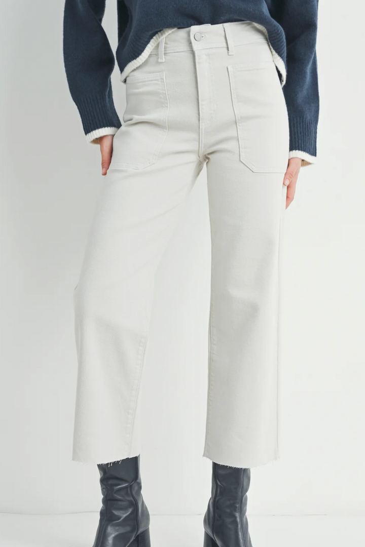 Emily Wide Leg Jeans - High Rise - Sea Salt
