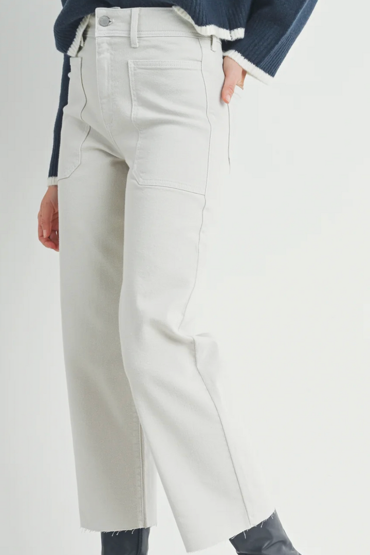 Emily Wide Leg Jeans - High Rise - Sea Salt