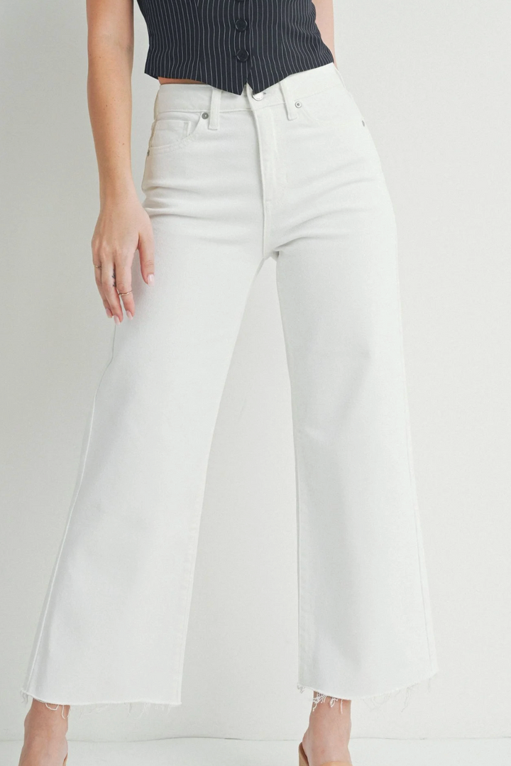 Jessica - Slim Wide Leg Jeans - White