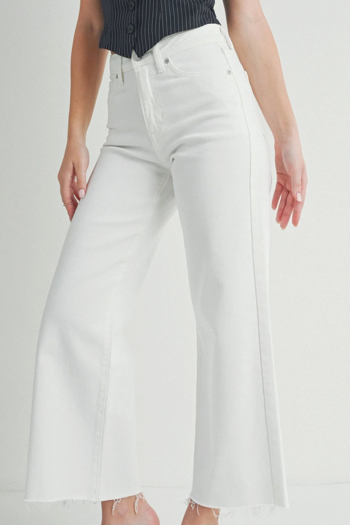 Jessica - Slim Wide Leg Jeans - White