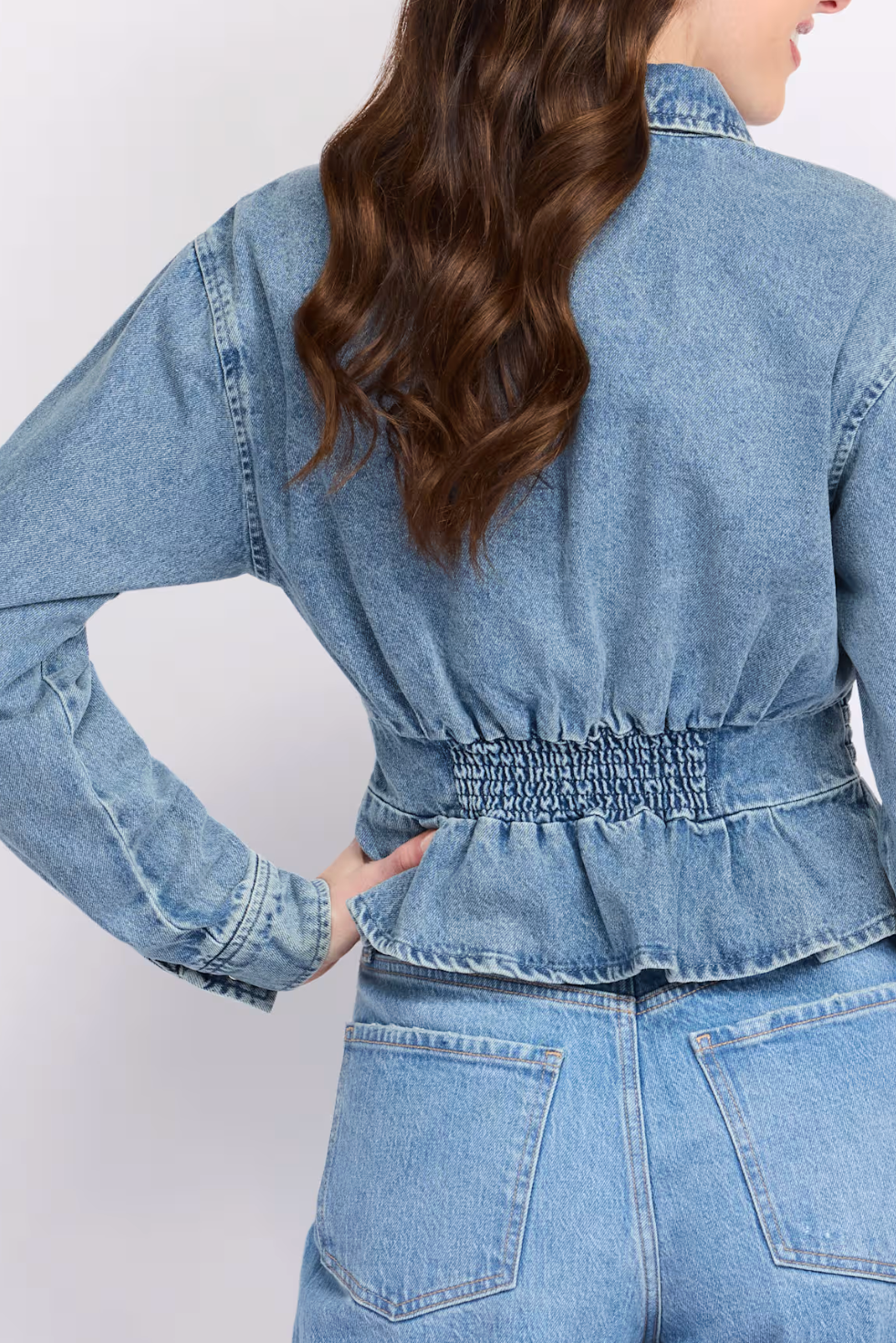 Aria Denim Zip Up Top