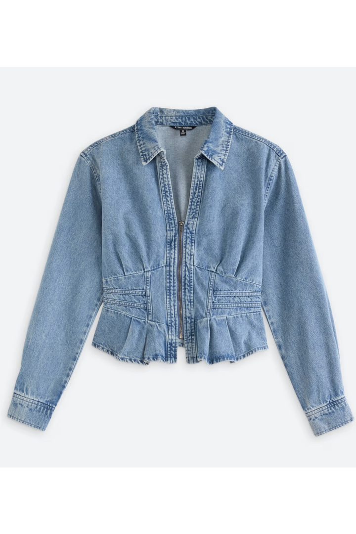 Aria Denim Zip Up Top