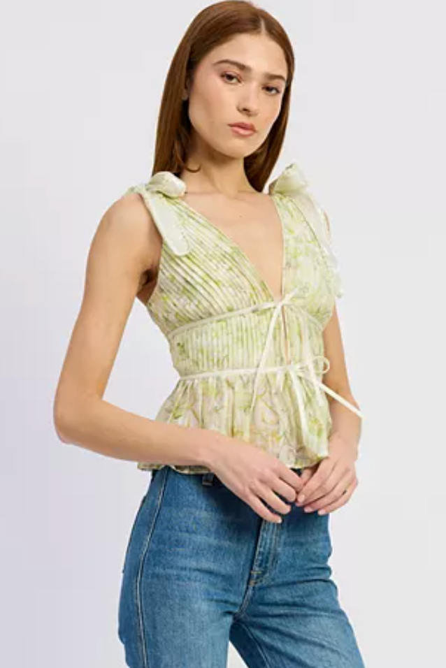 Lindy Pleated Peplum Top