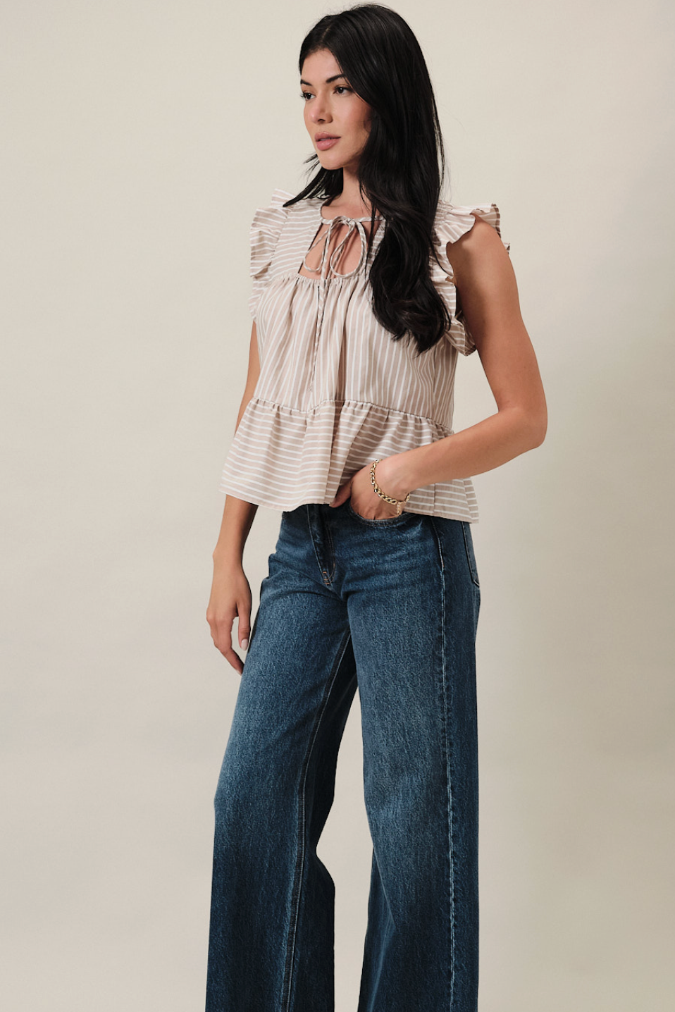 Claudia Ruffled Cap Sleeve Top