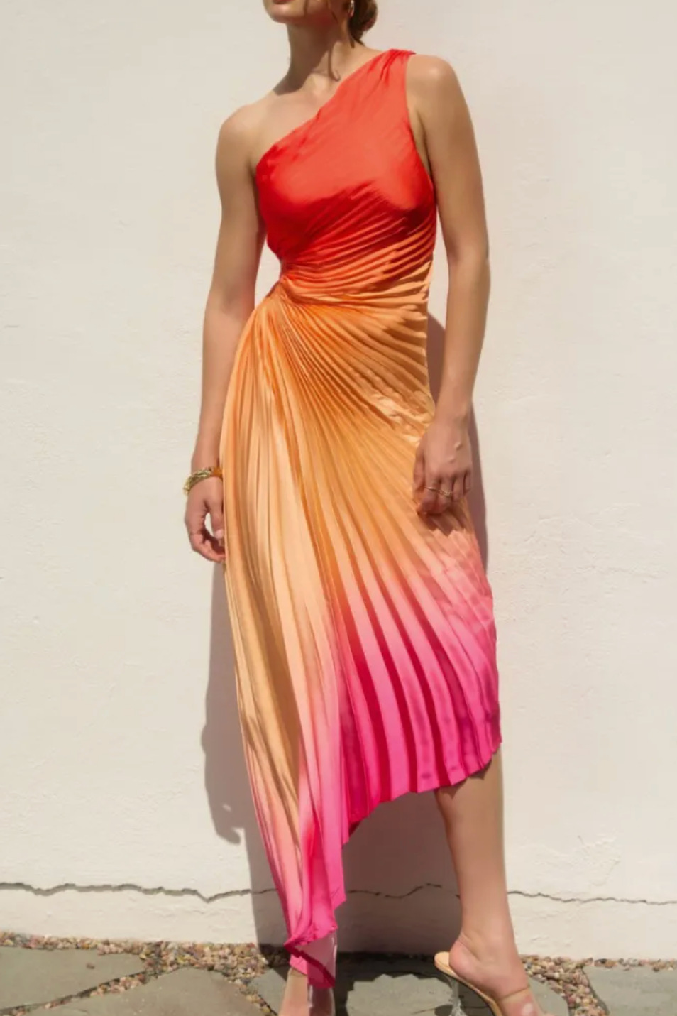 Hibiscus Pleated One Shoulder Dress
