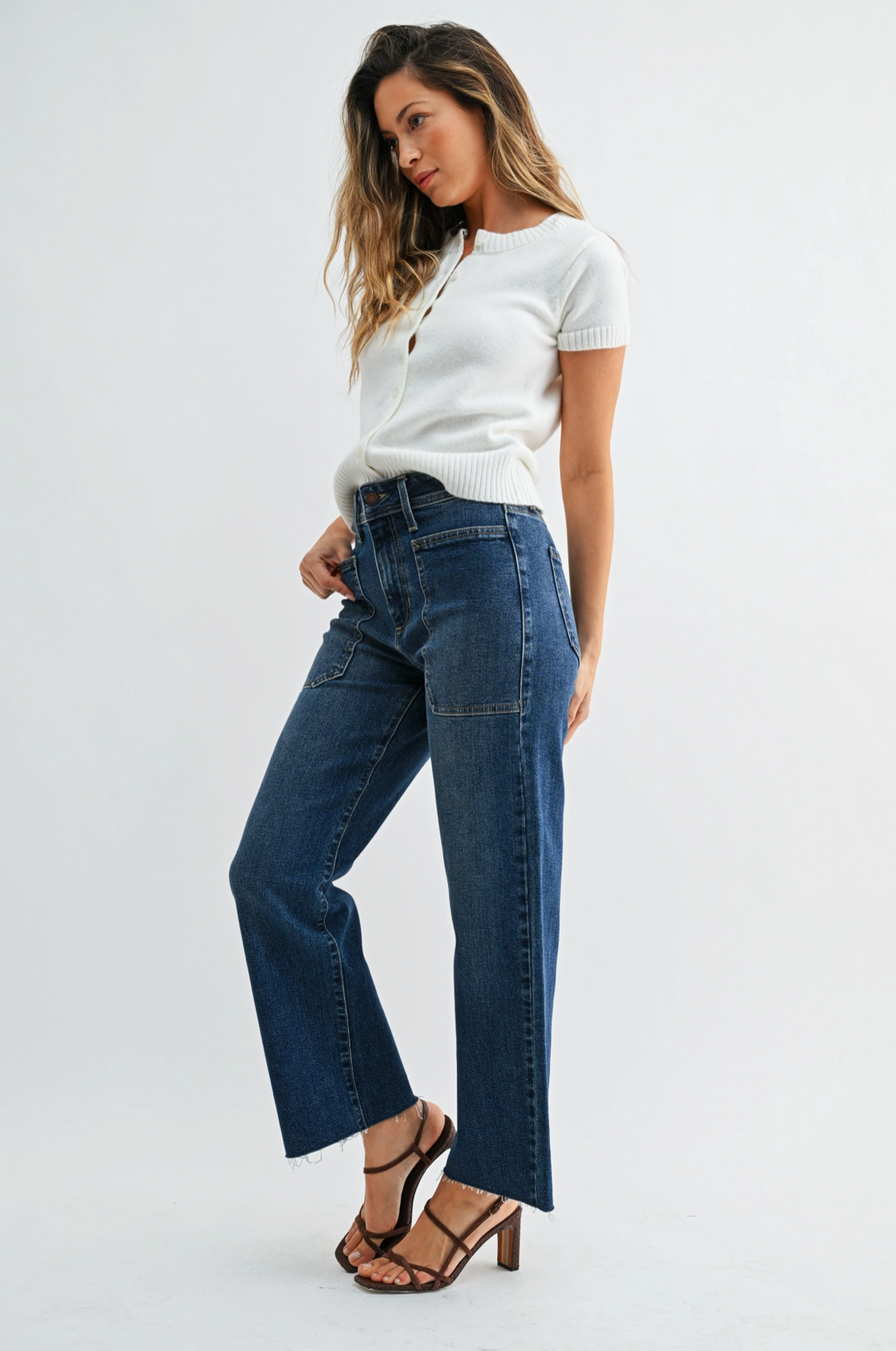 Annie - High Rise Utility Wide Leg - Dark Denim