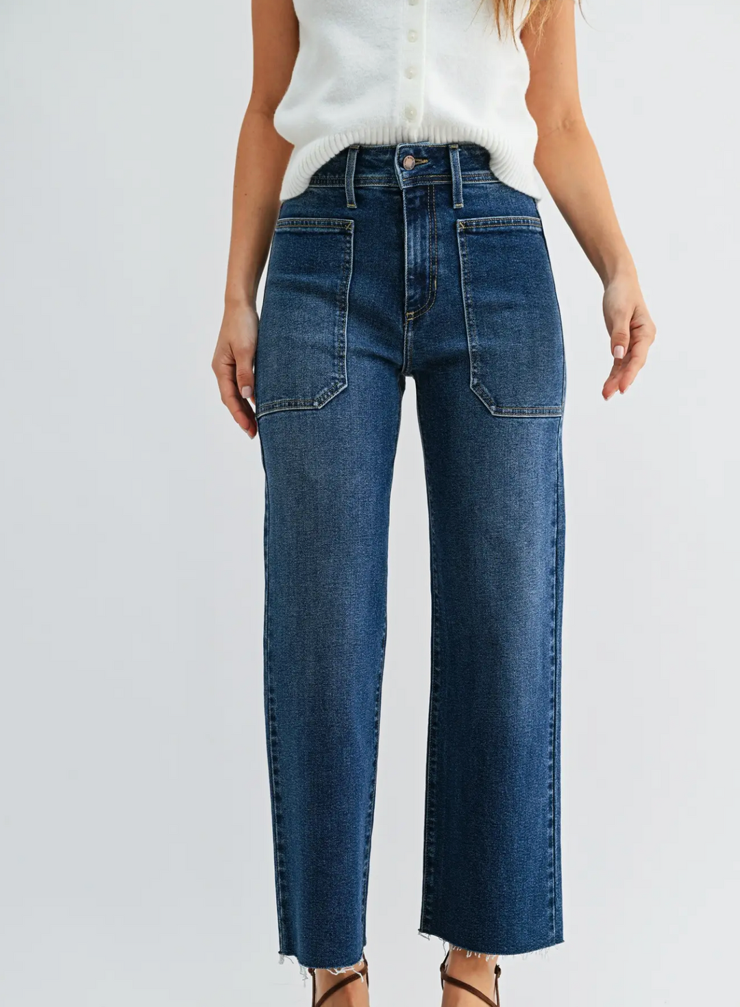 Annie - High Rise Utility Wide Leg - Dark Denim