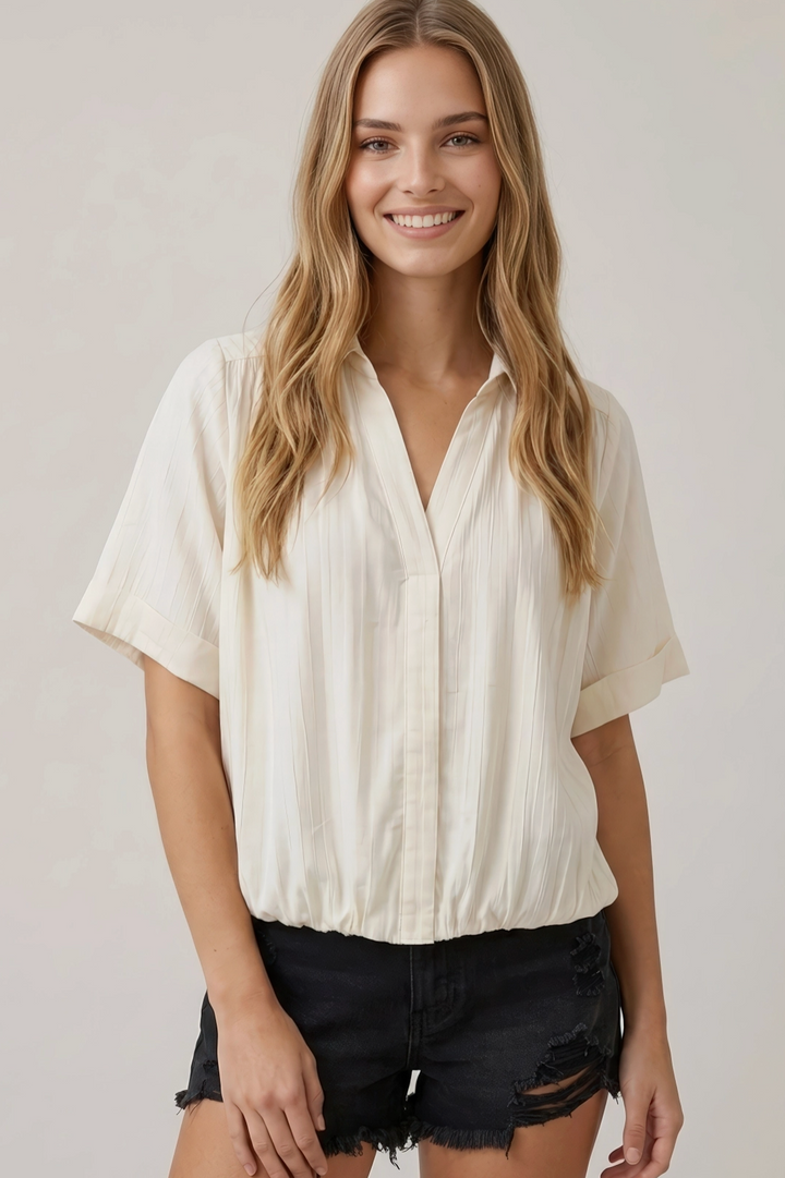Jackie Collared Front Bubble Top