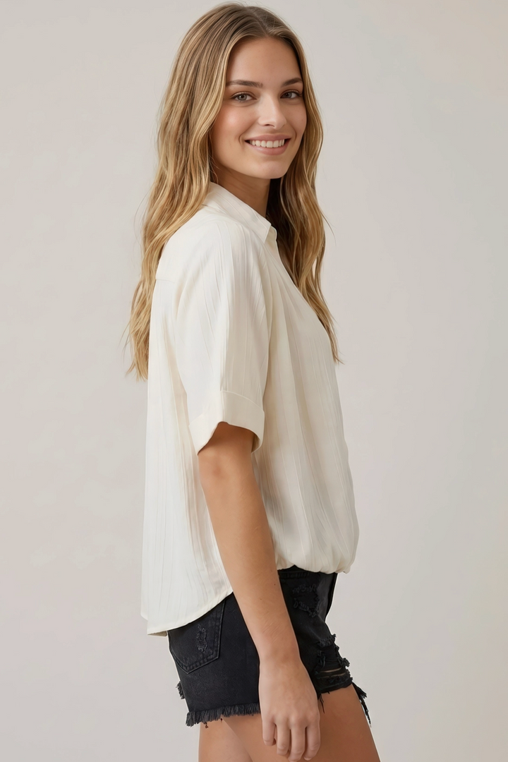 Jackie Collared Front Bubble Top