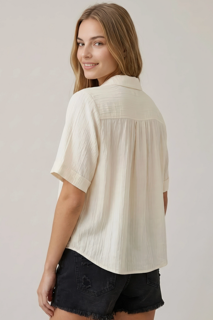 Jackie Collared Front Bubble Top
