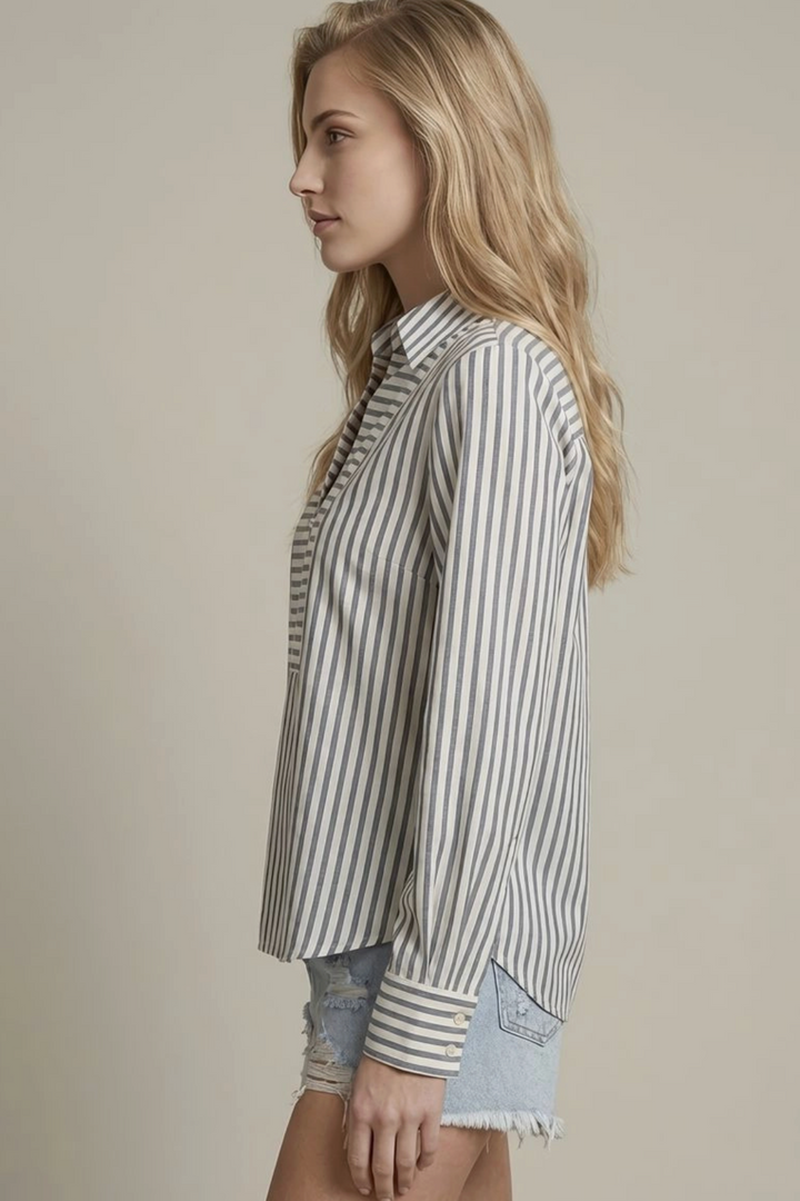 Claire Striped Collared Top