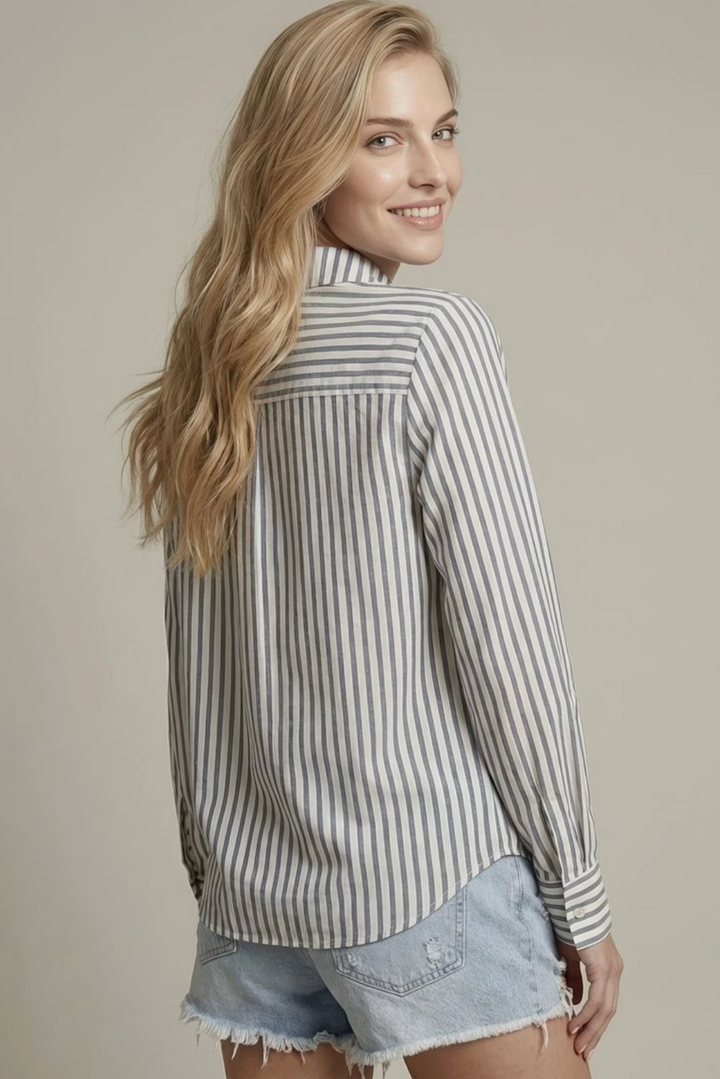Claire Striped Collared Top