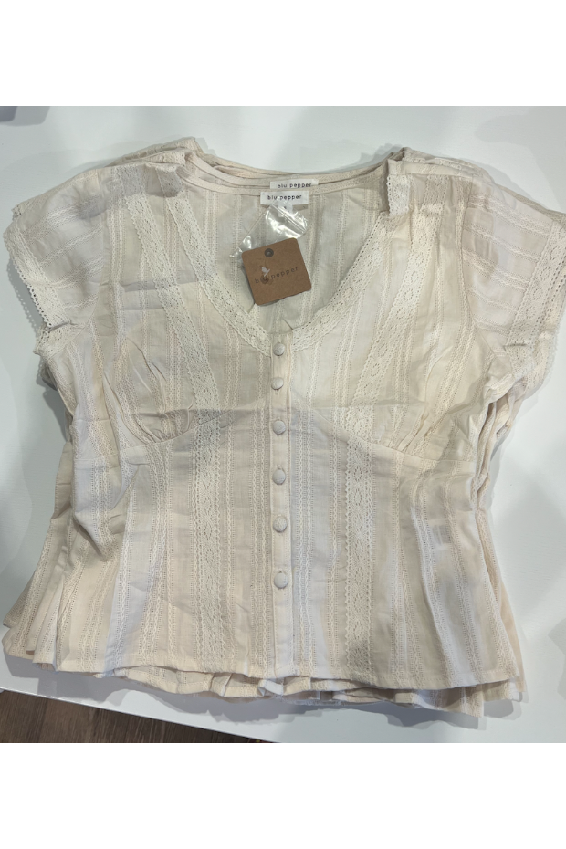 Sandra Lace Trim Peplum Top