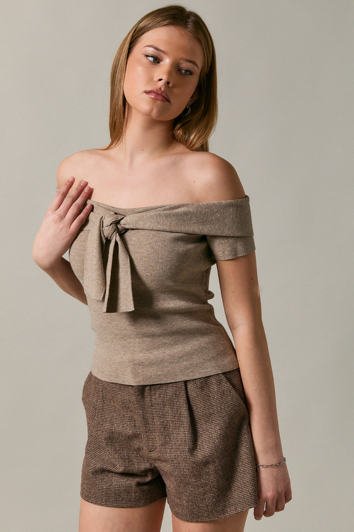 Callie Off Shoulder Bow Sweater