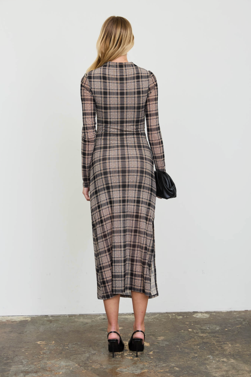 Talia Plaid Midi Dress