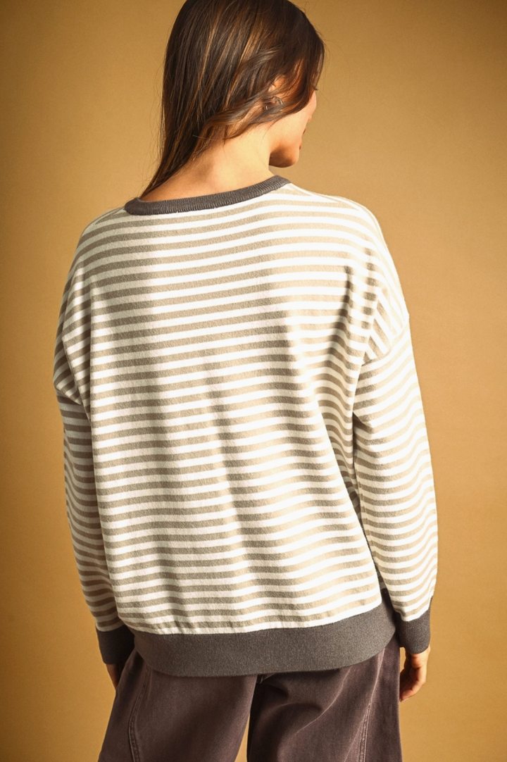 Alana Striped Contrast Knit Top