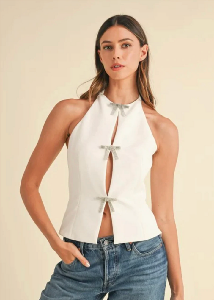 Jewel Bow Halter Top