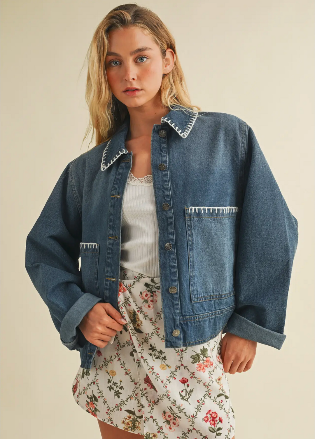 Blanket Stitch Denim Jacket