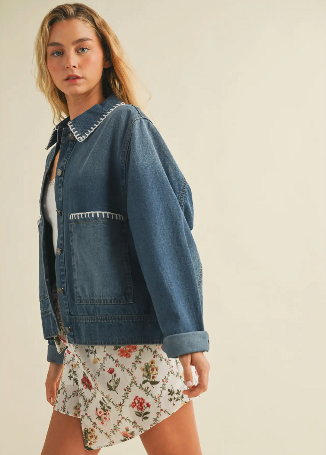 Blanket Stitch Denim Jacket