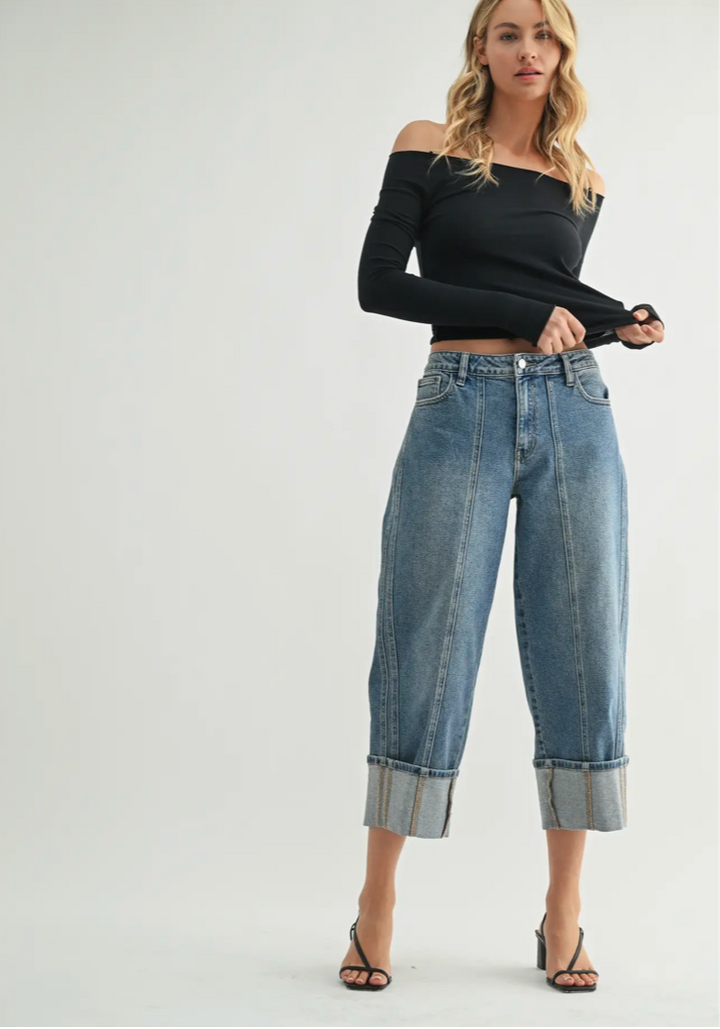 Cuffed Barrel Jean